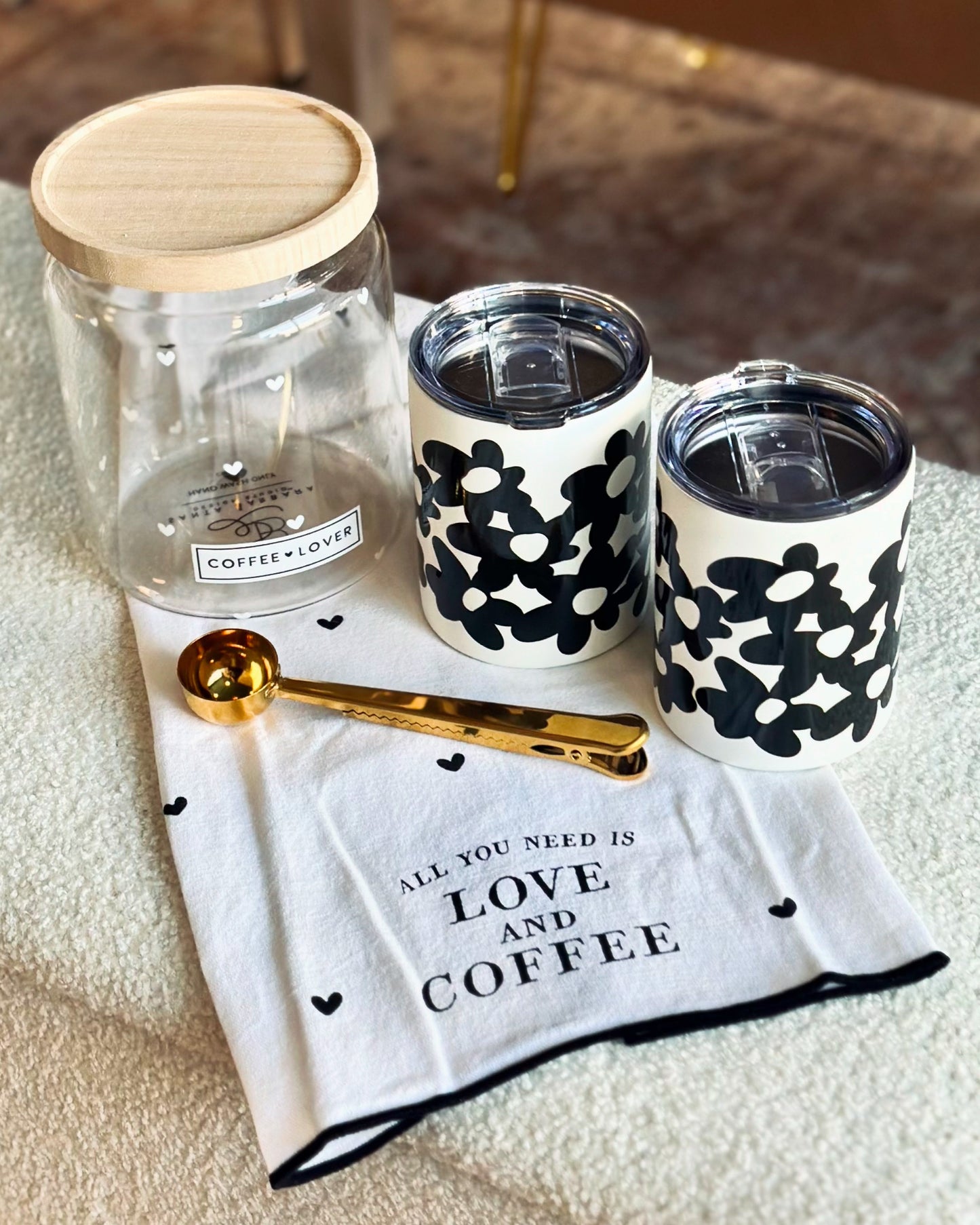 Black floral tumbler