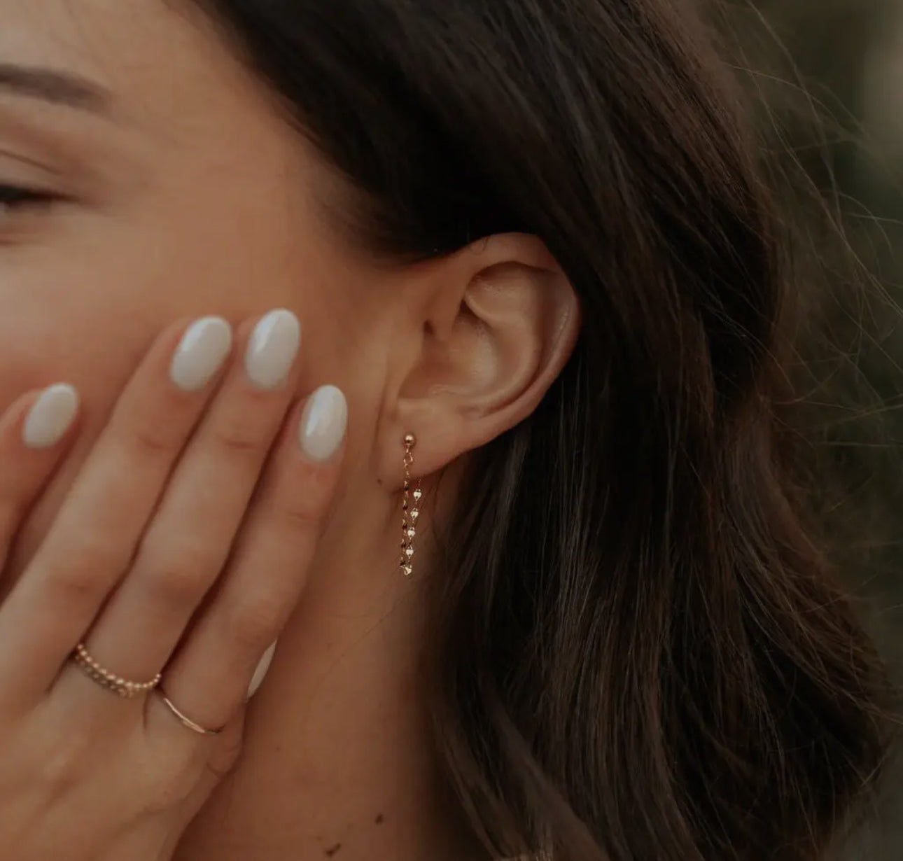 Drop chain stud earrings
