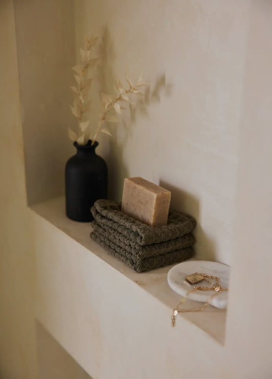 Waffle washcloth Geometry, set of 3