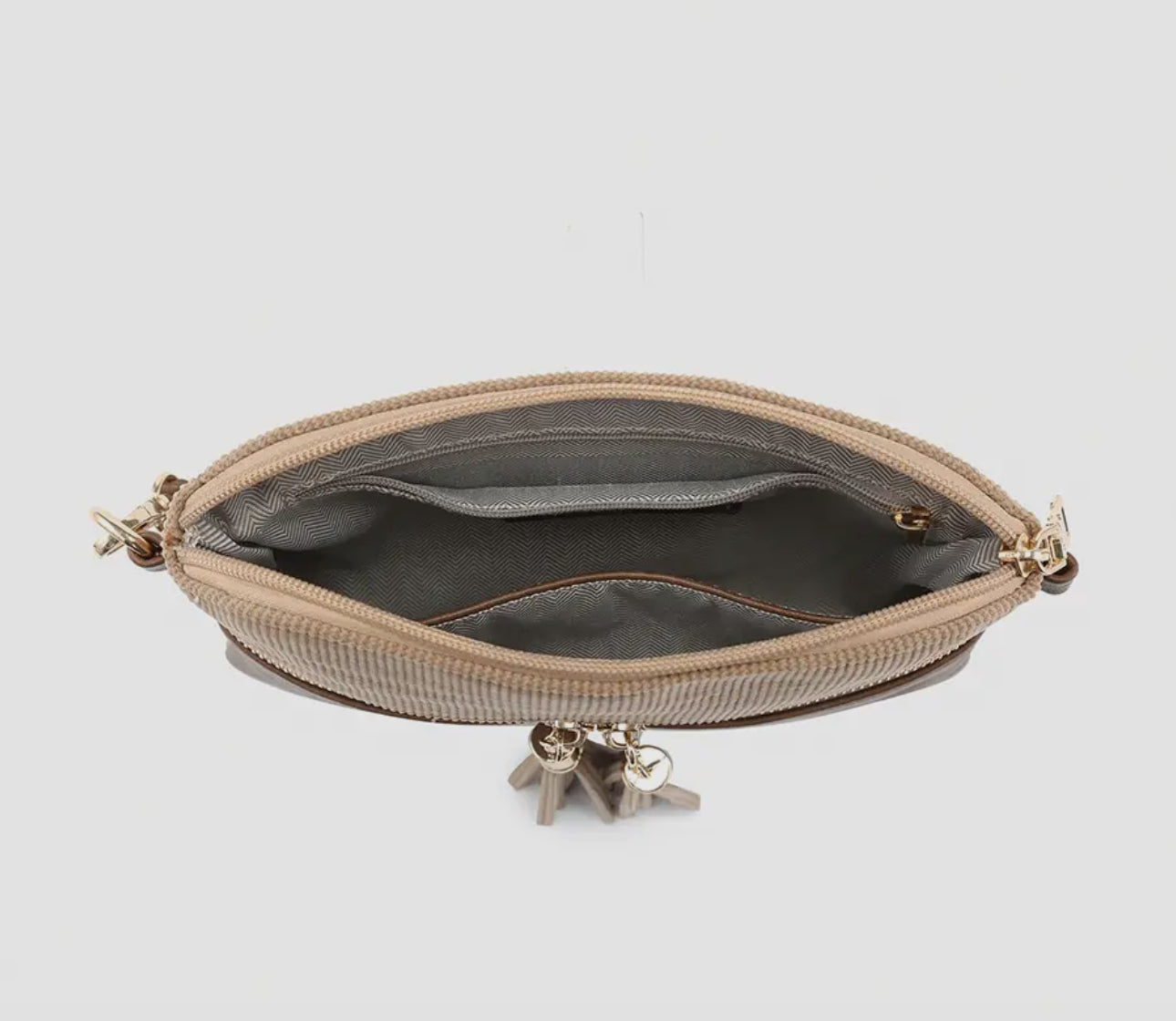 Corduroy dual zip crossbody (various)