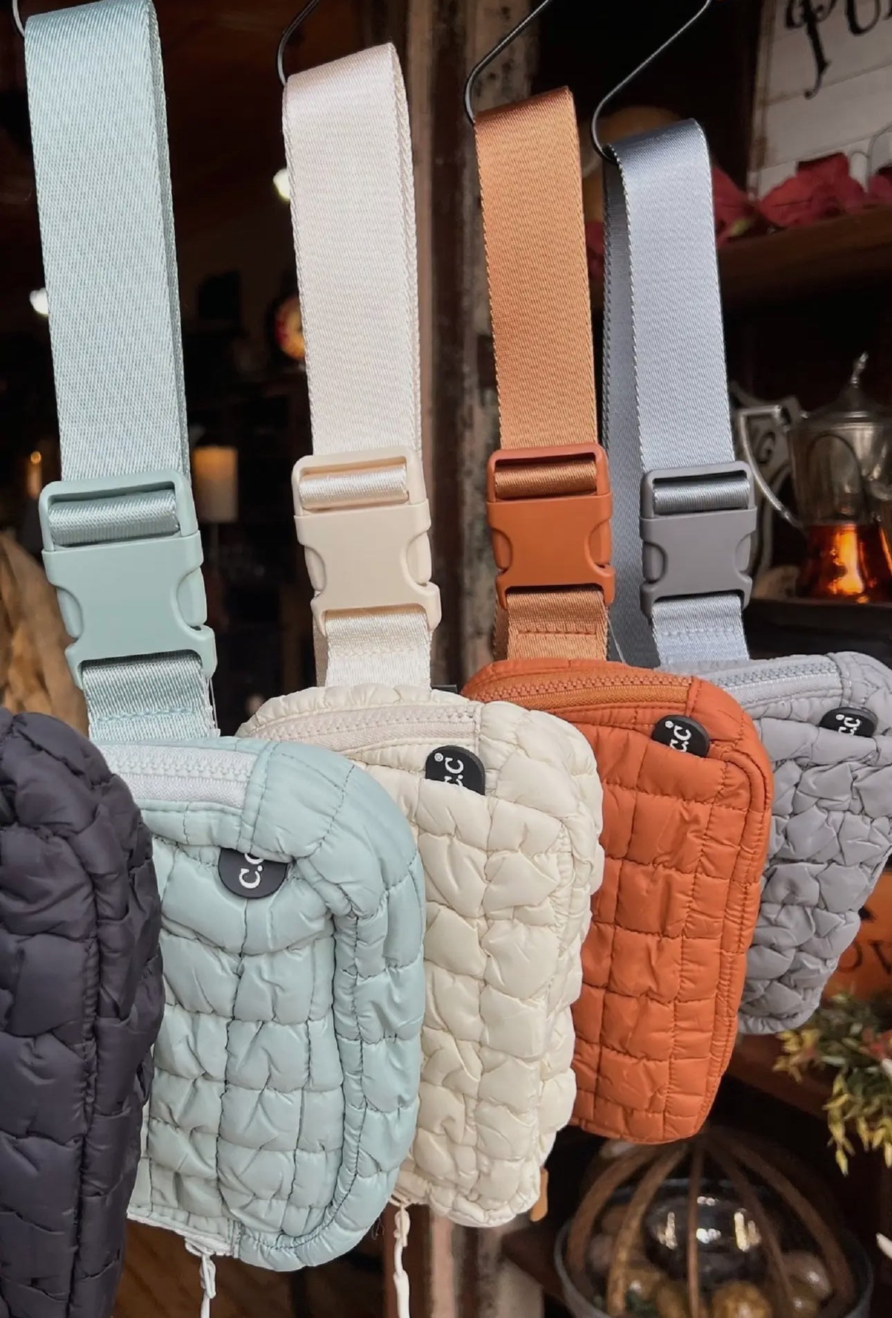 Quilted puffer fanny pack belt bag (various colors)