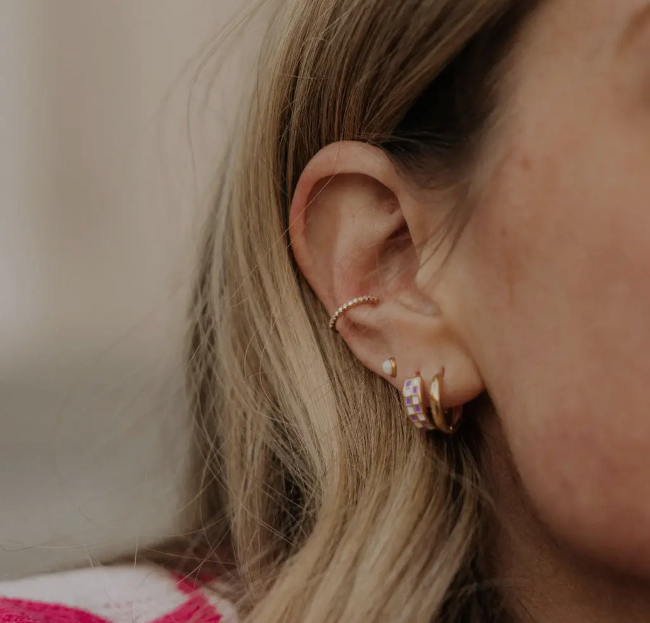 Diamond ear cuff hoop