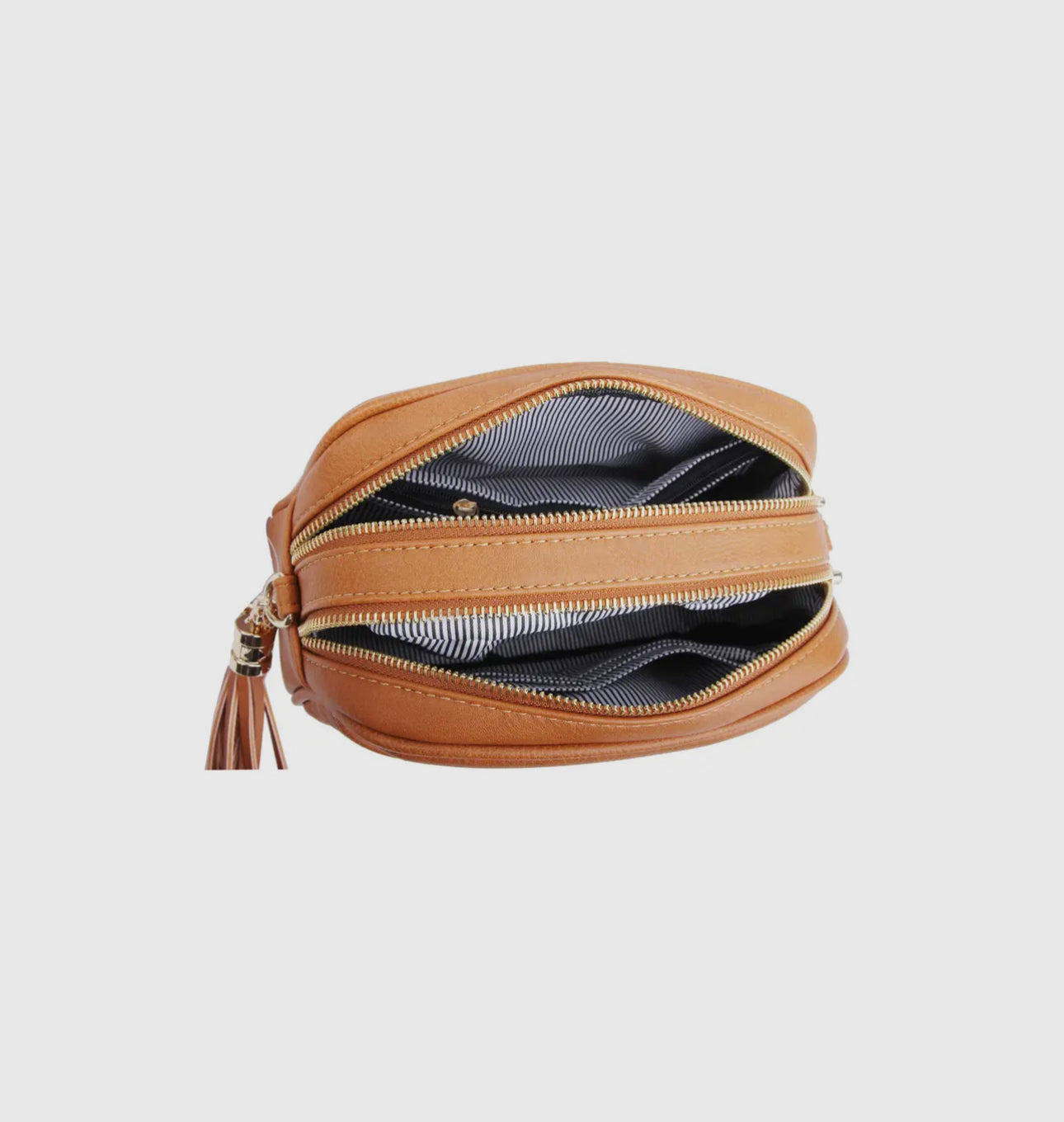 Double zippered weave crossbody bag