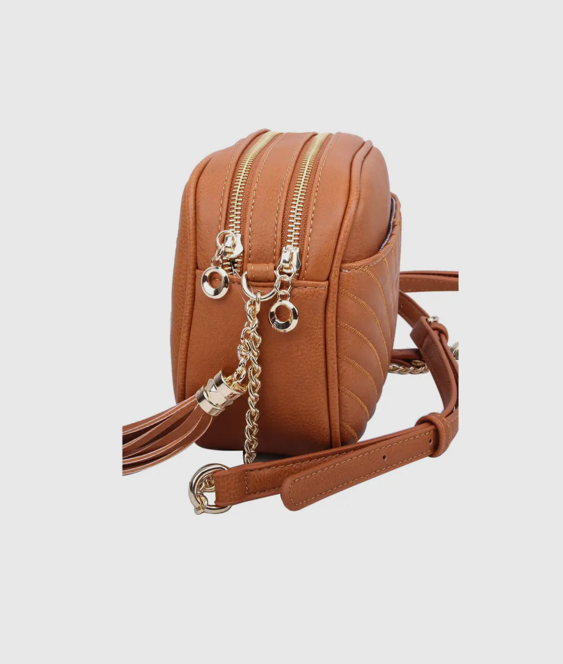Double zippered weave crossbody bag