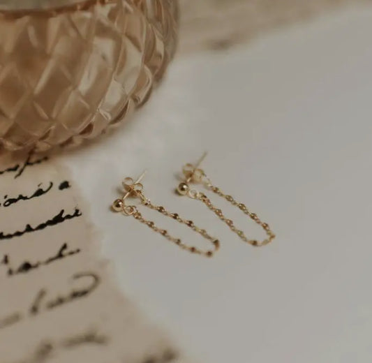 Drop chain stud earrings