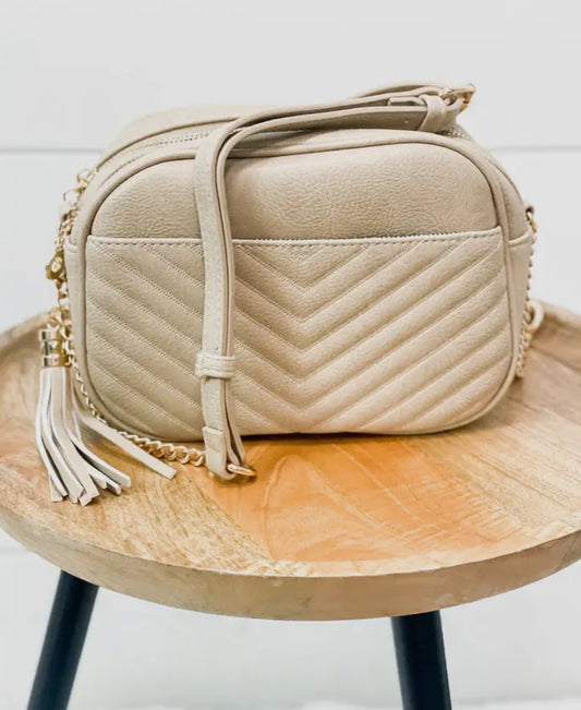 Double zippered weave crossbody bag