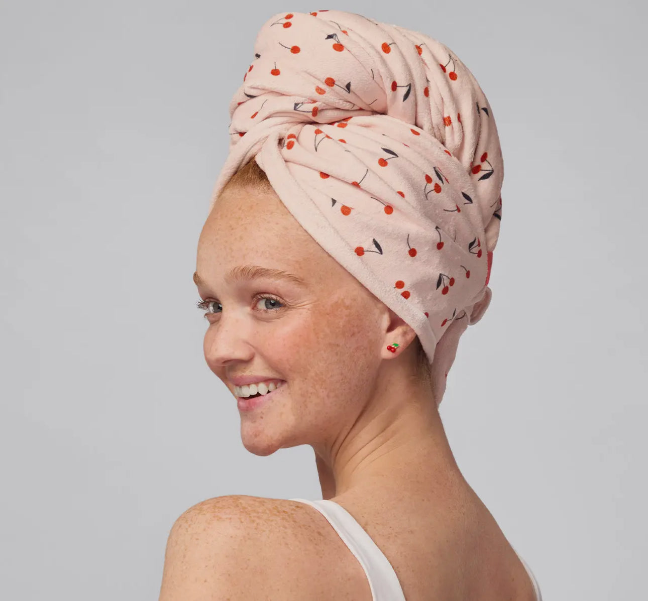 Kitsch XL hair towel wrap - cherry print