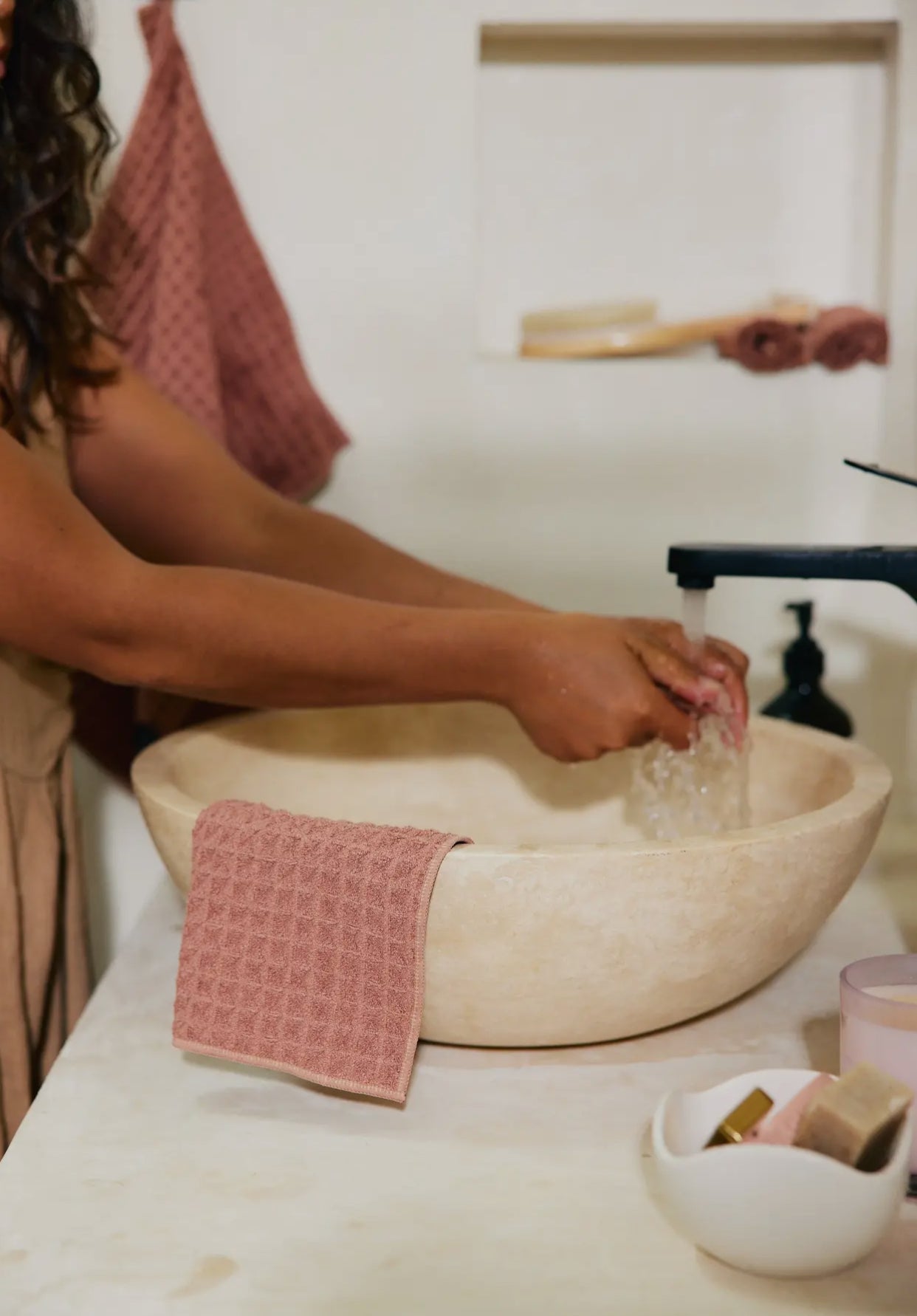 Waffle washcloth Geometry, set of 3