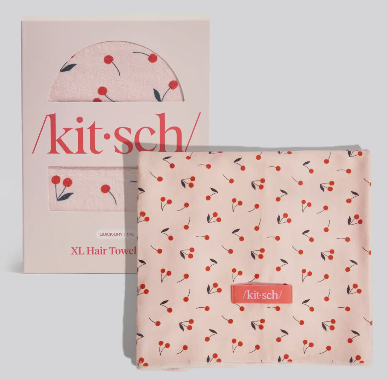 Kitsch XL hair towel wrap - cherry print