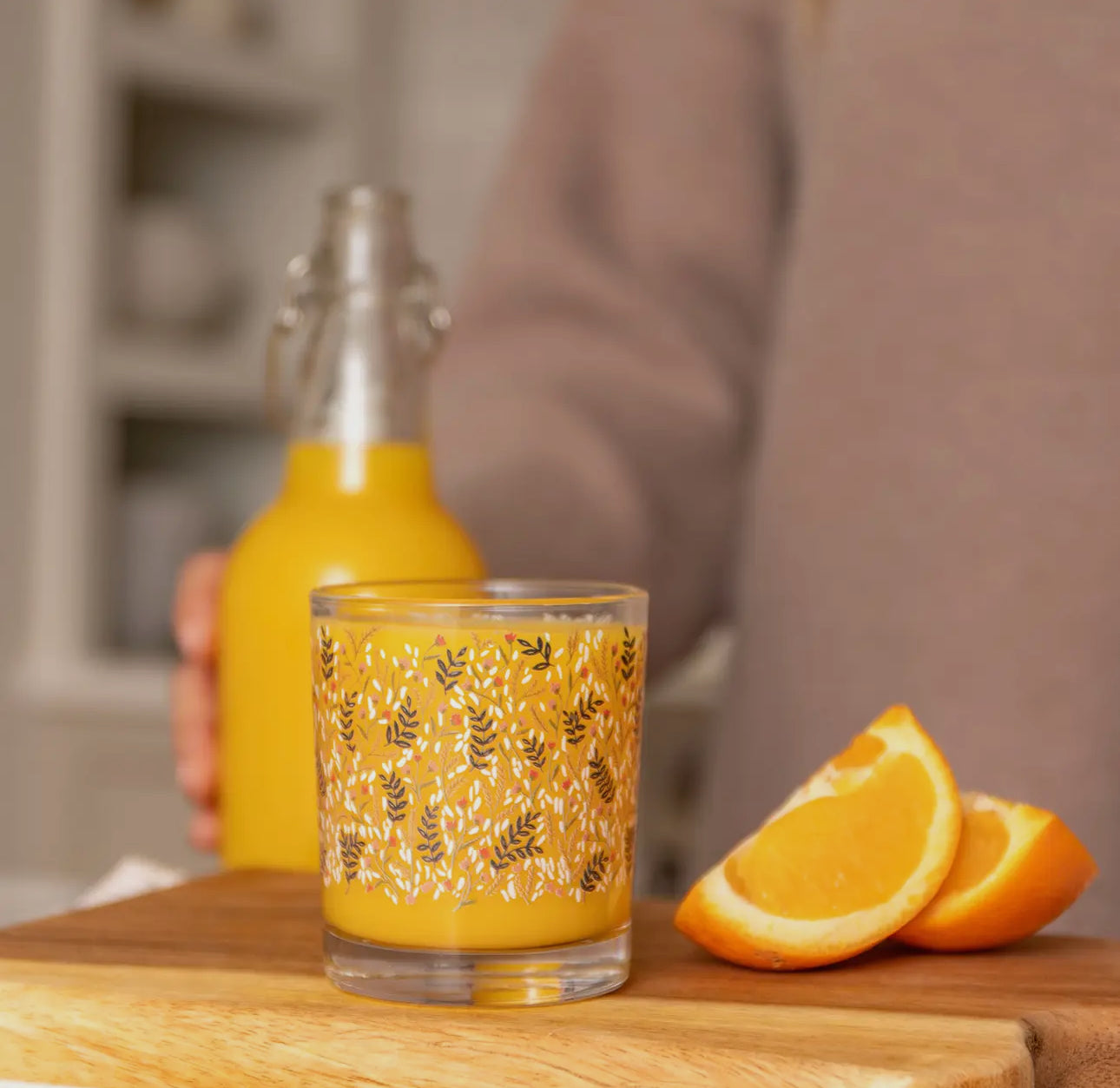 Short floral juice glasses