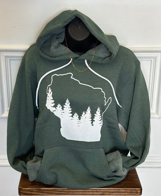 Wisconsin state pine tree hoodie