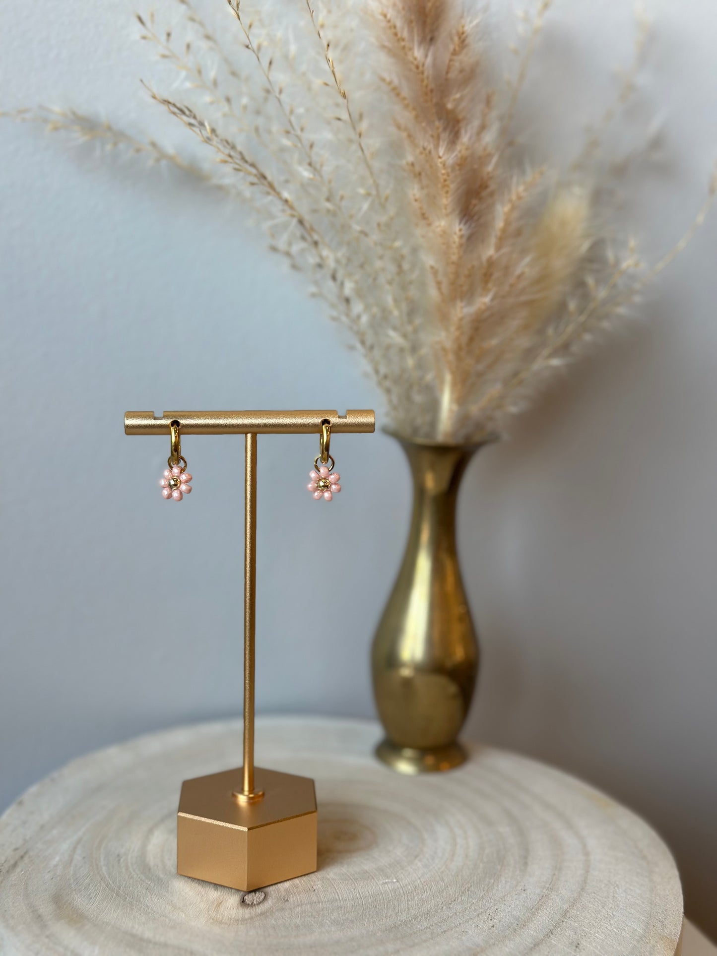 Daisy flower tiny hoop charm earrings (various colors)