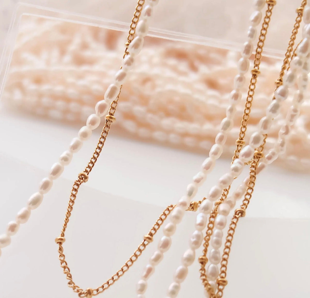 Pearl double chain necklace