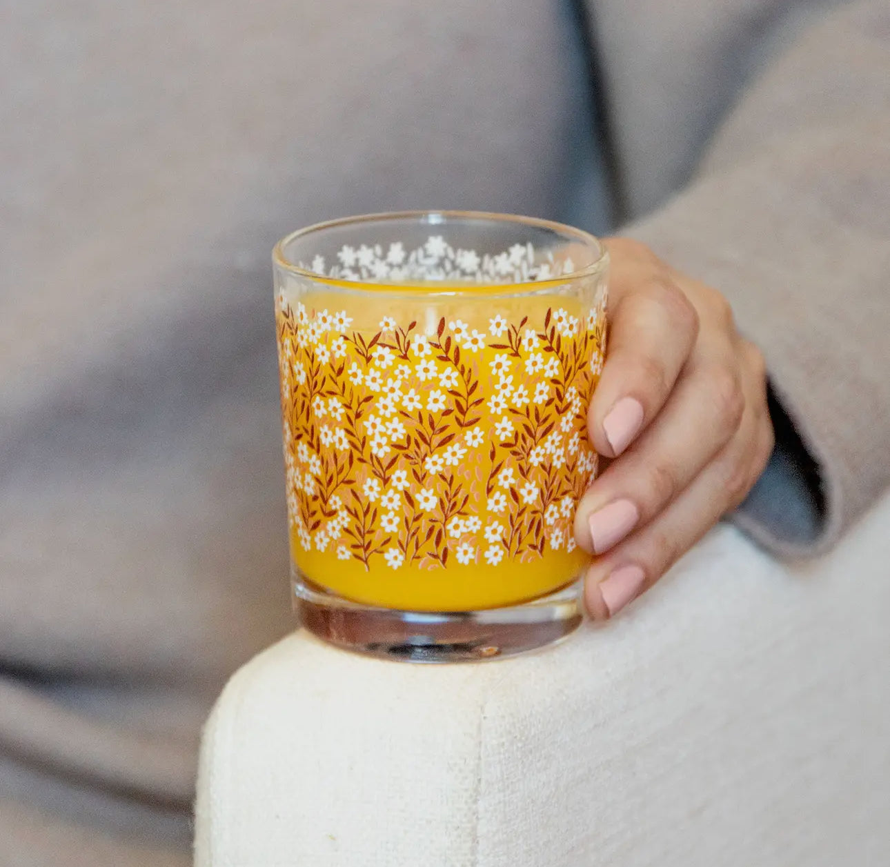 Short floral juice glasses