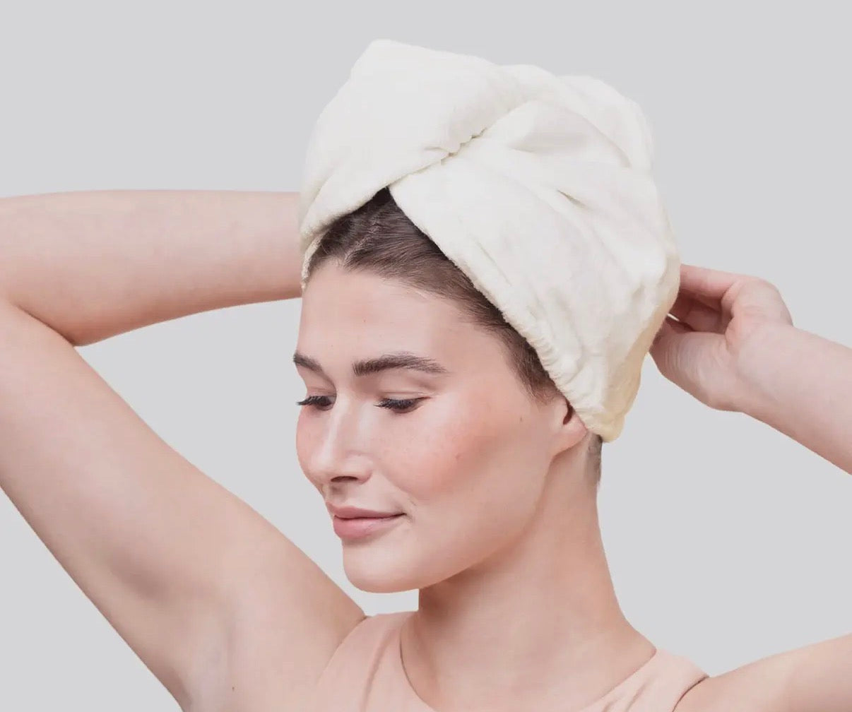 Hair towel turban, ivory