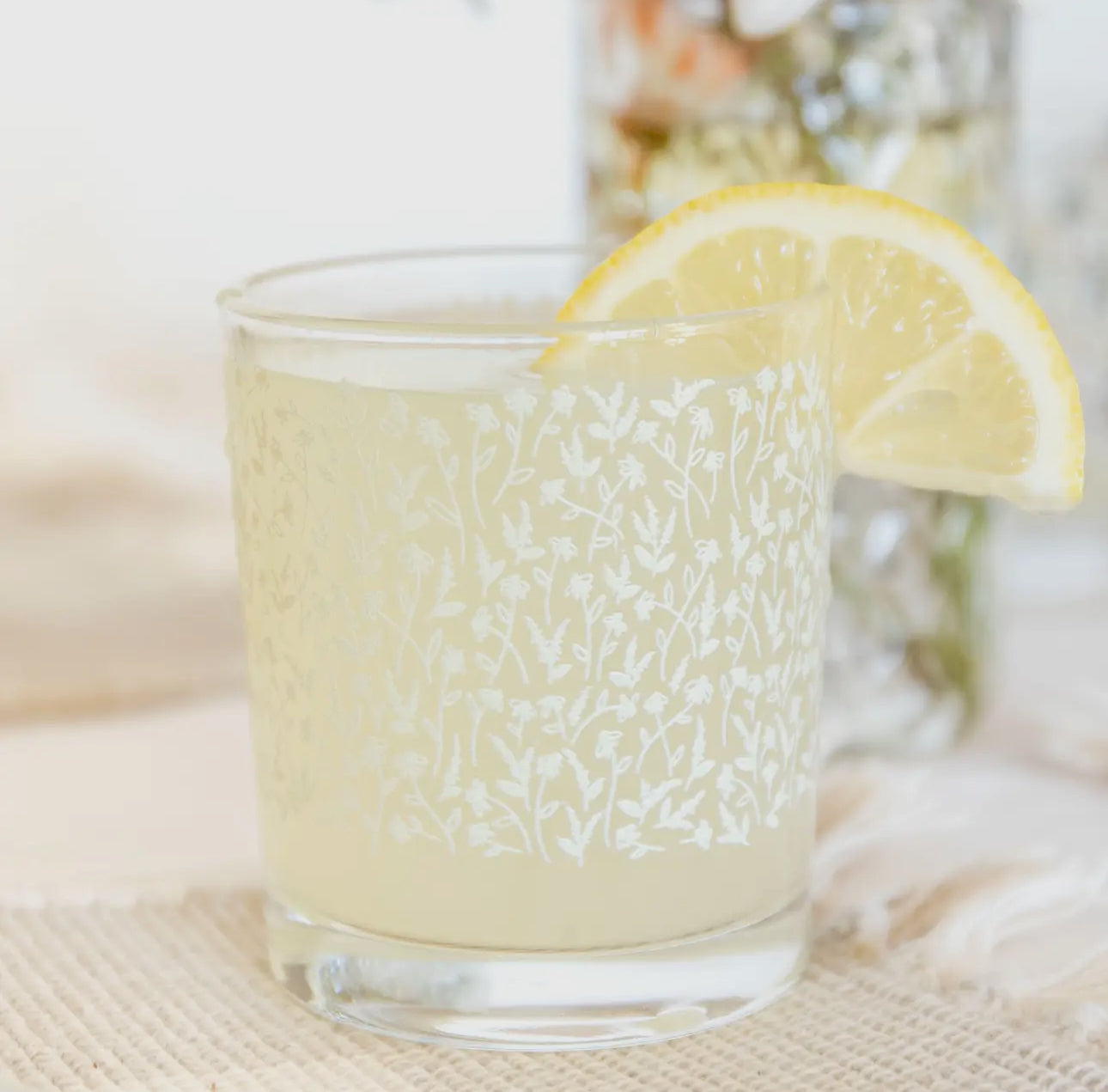 Short floral juice glasses