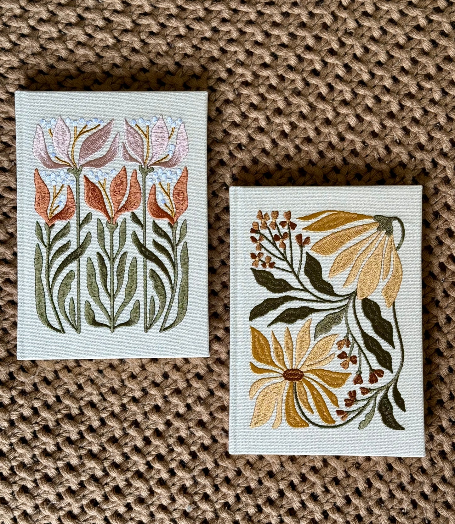 Embroidered hardcover fabric journal (various)