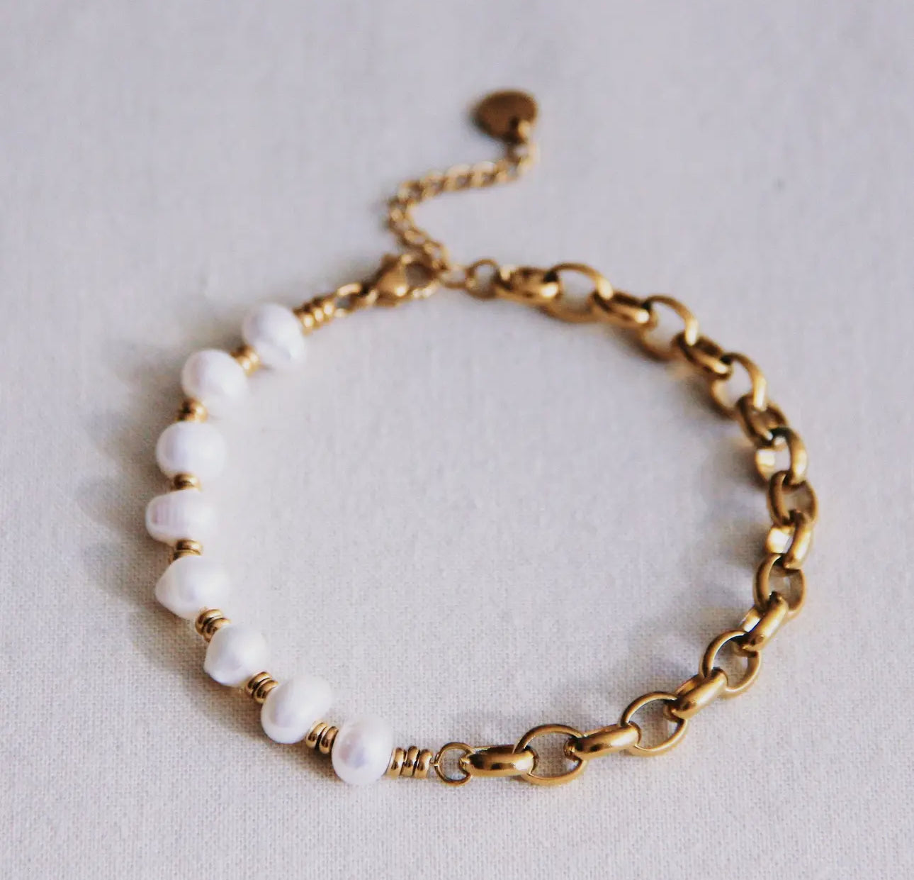 Vintage chain link pearl necklace and bracelet