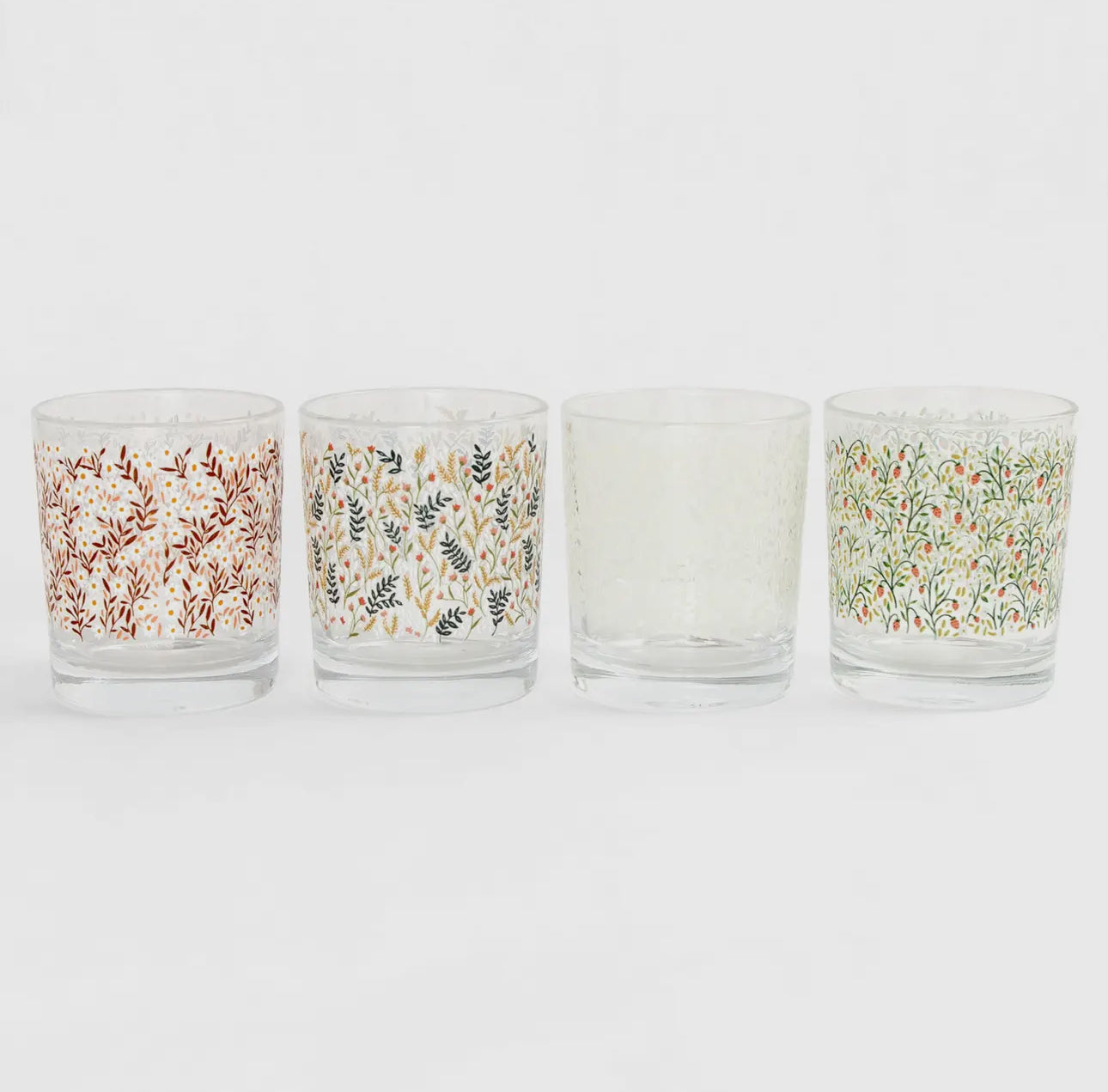 Short floral juice glasses