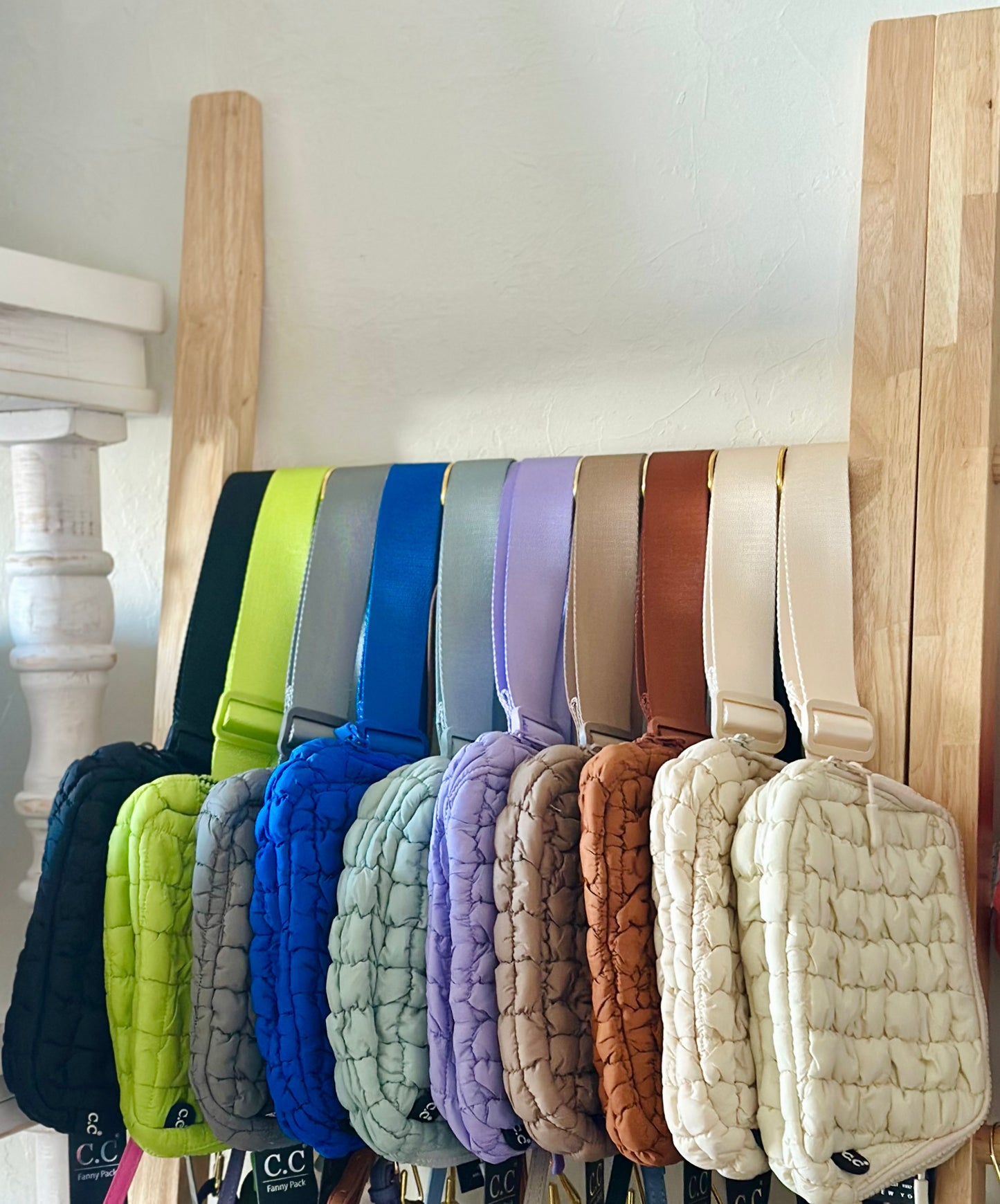 Quilted puffer fanny pack belt bag (various colors)