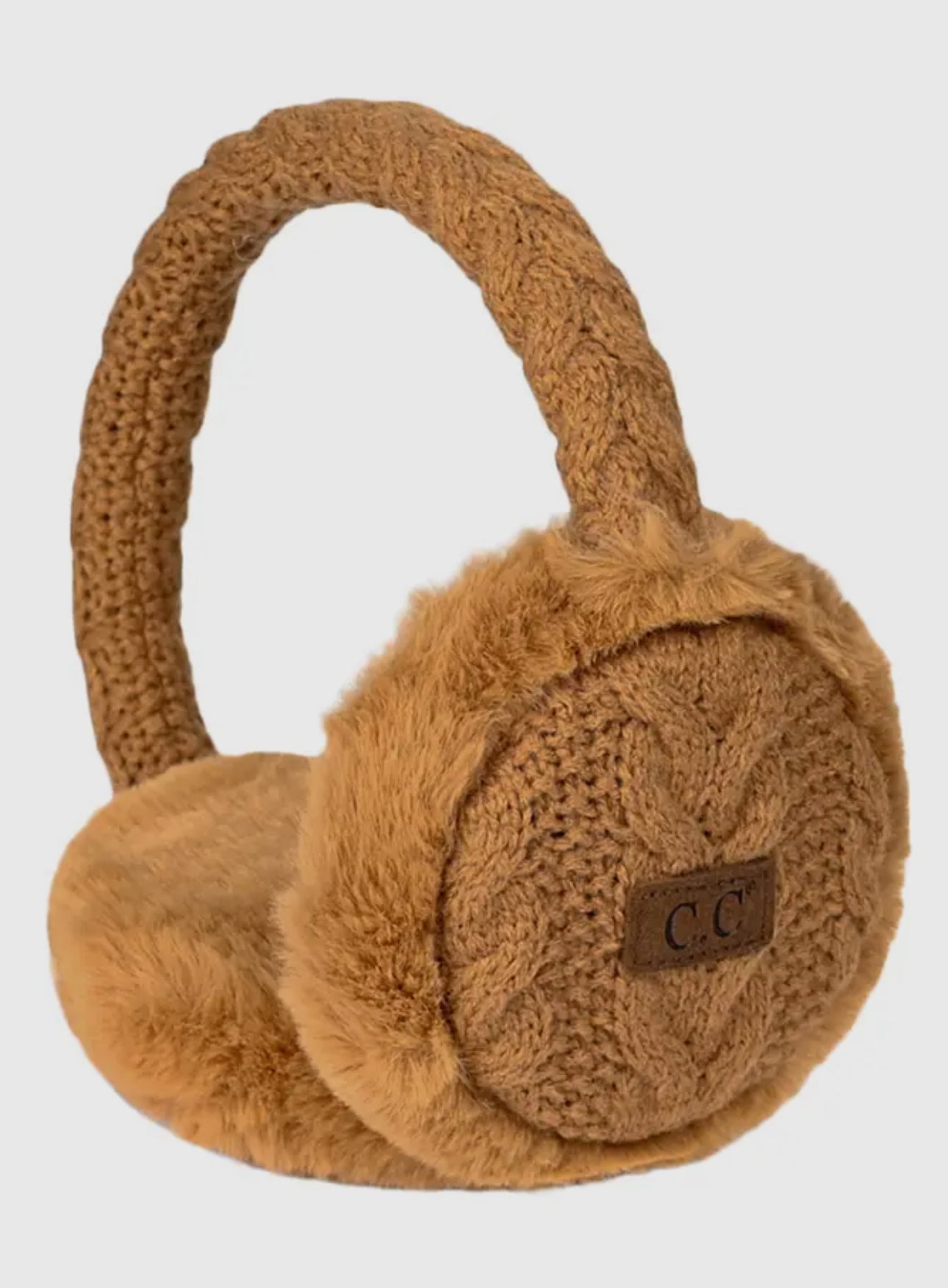 C.C. Cable knit fur earmuffs