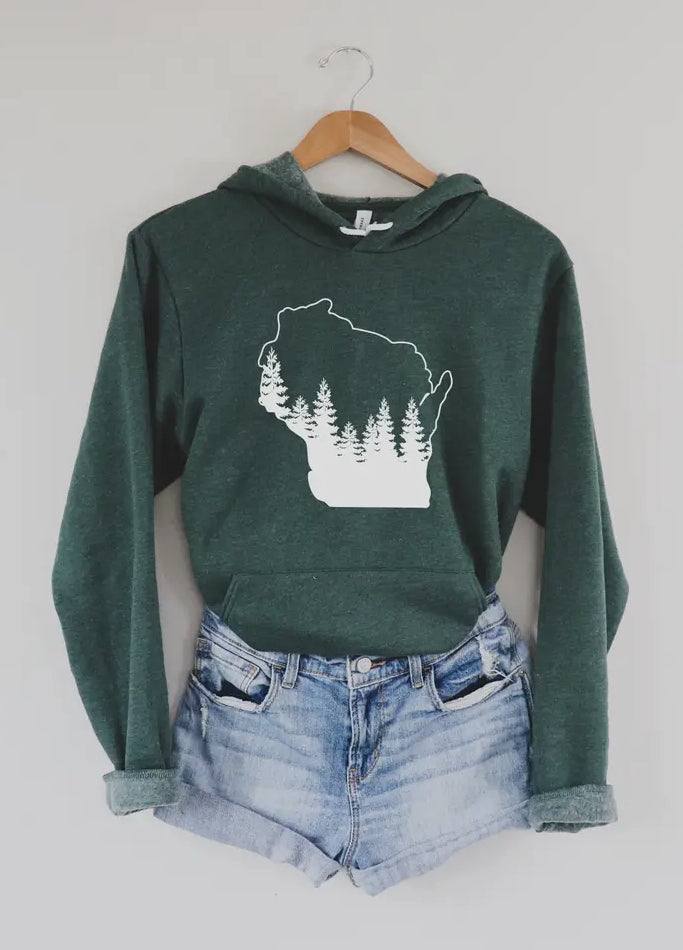 Wisconsin state pine tree hoodie