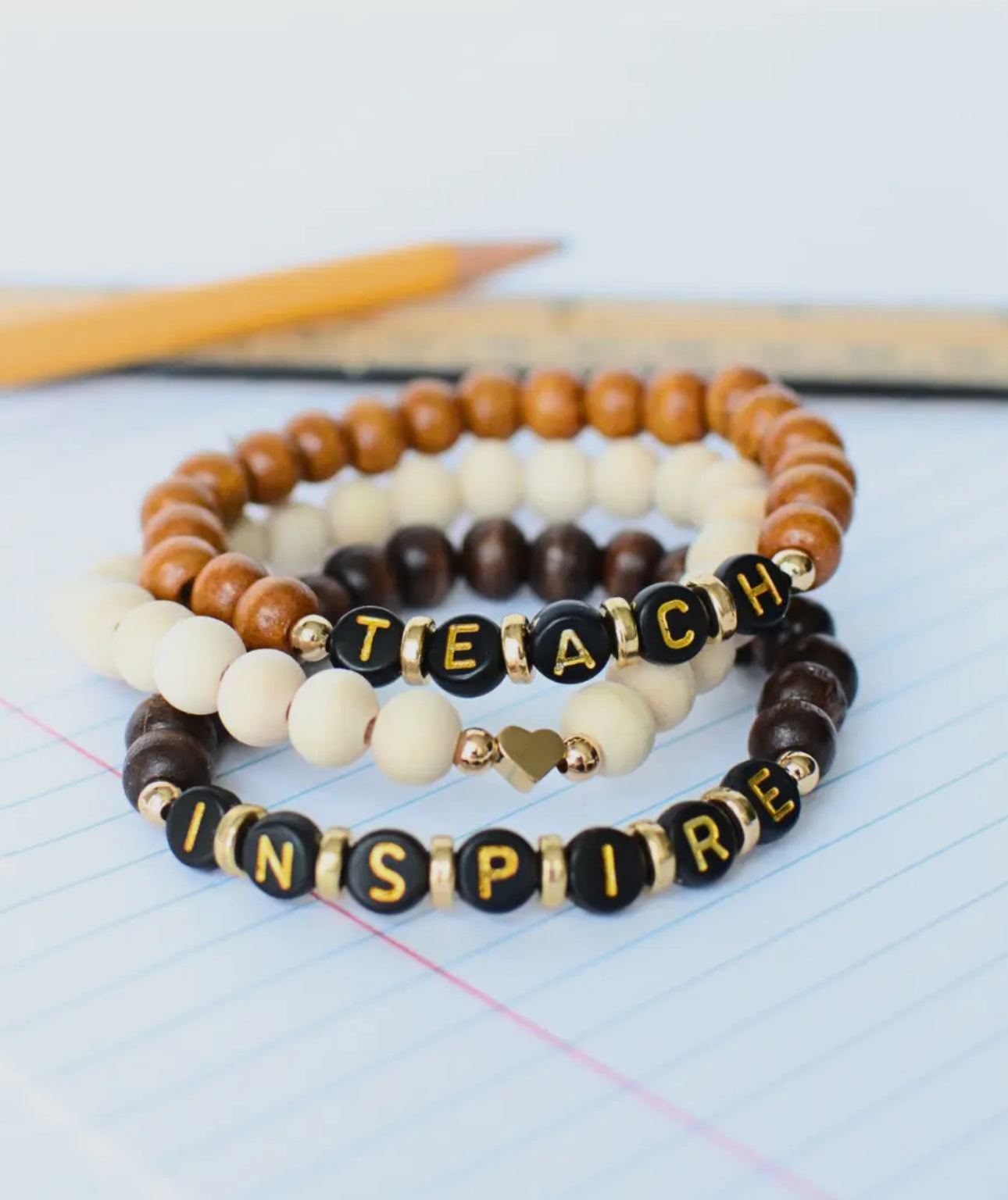 Teach love inspire bracelet set