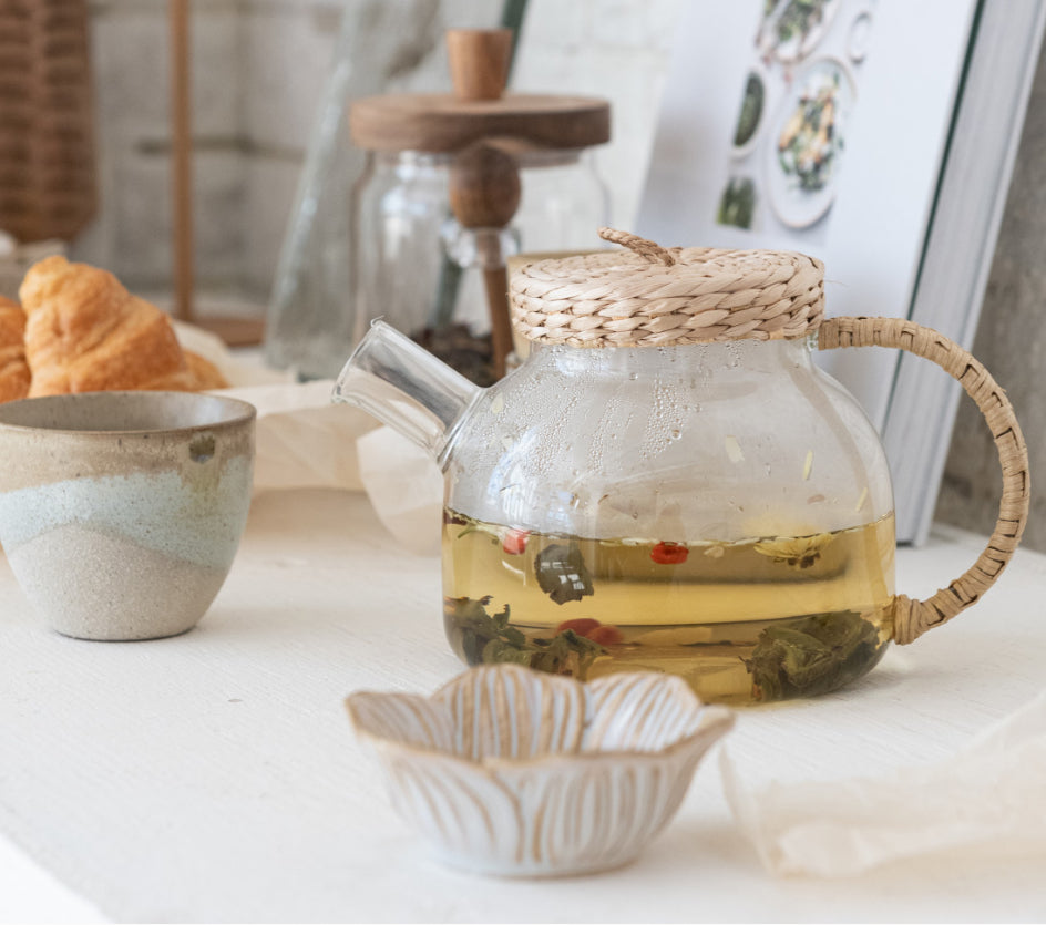 Flower stoneware bowls