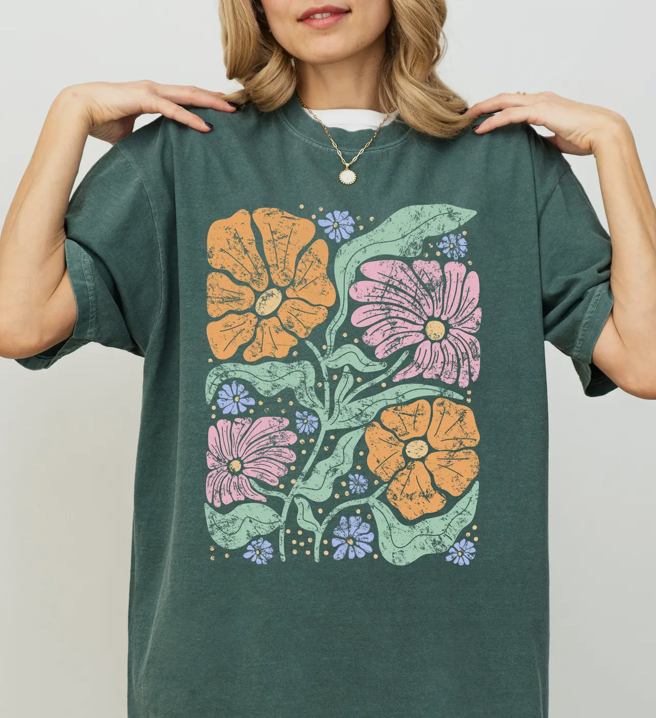 Summer abstract floral vintage tee
