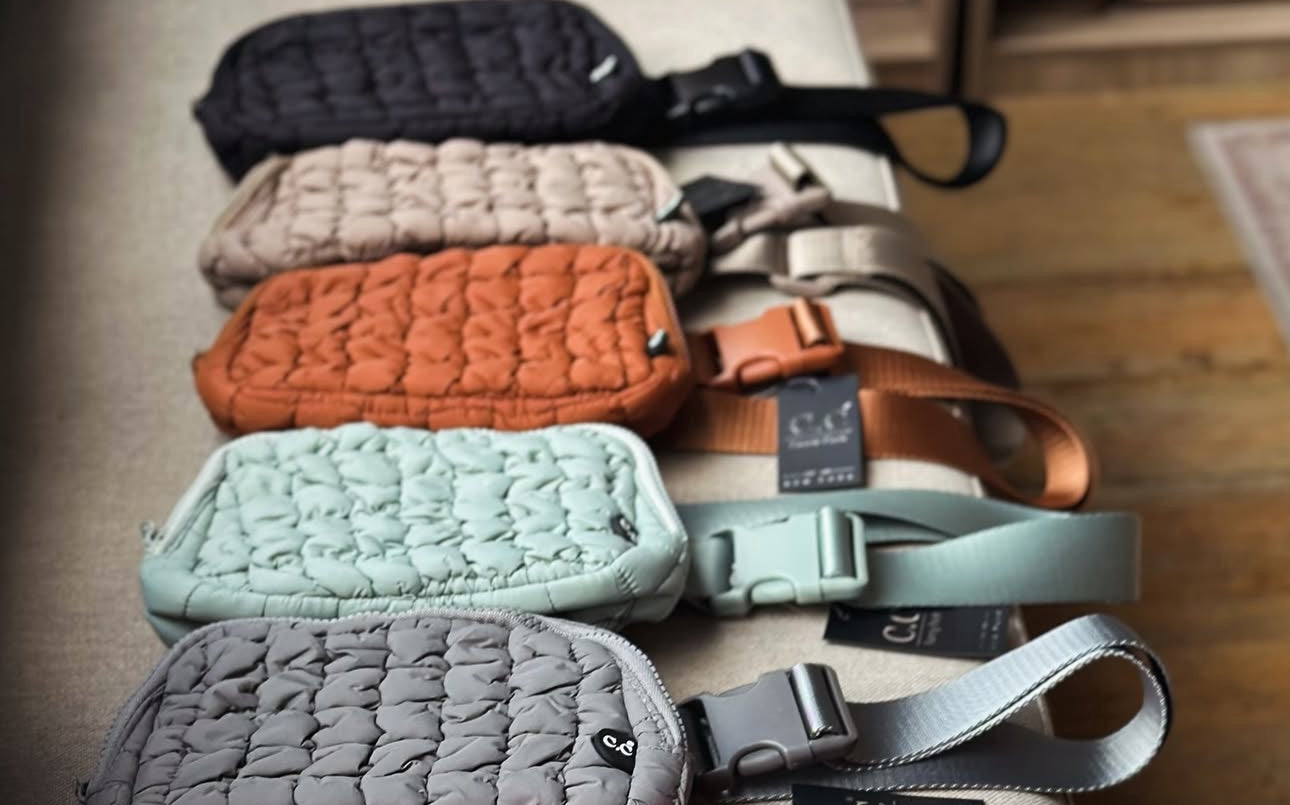Quilted puffer fanny pack belt bag (various colors)