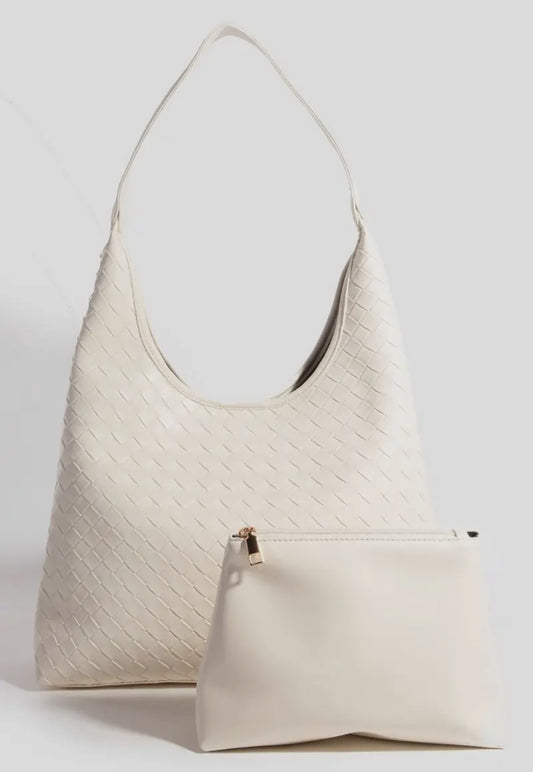 Woven faux leather tote bag