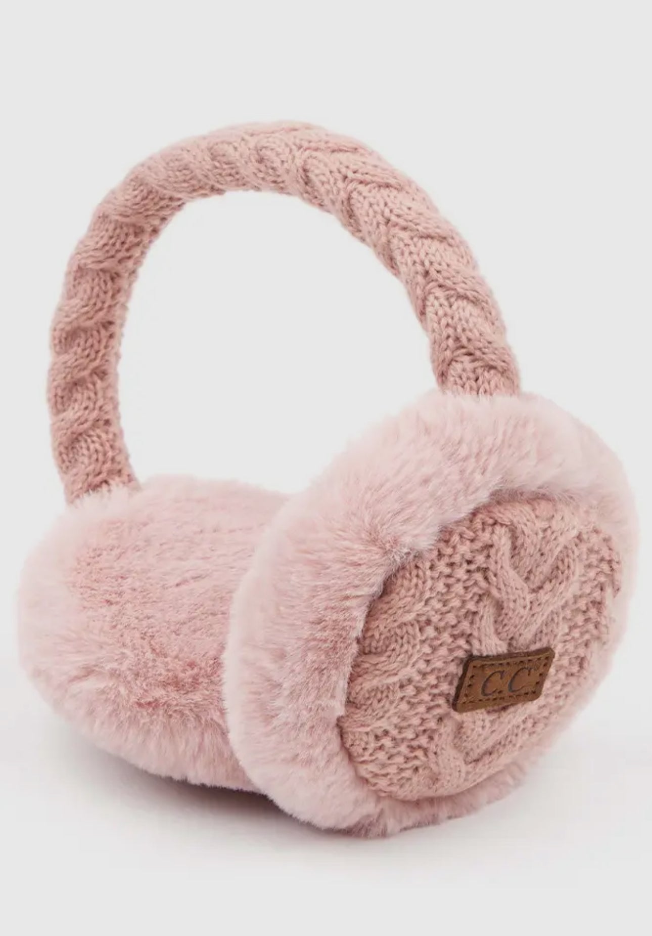 C.C. Cable knit fur earmuffs