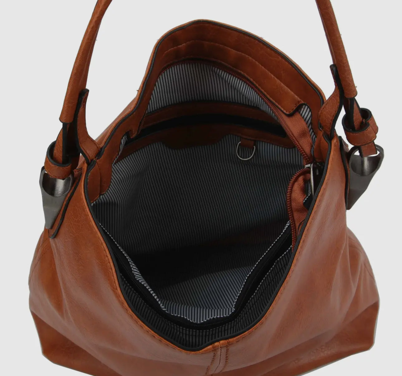 Faux leather slouch tote bag