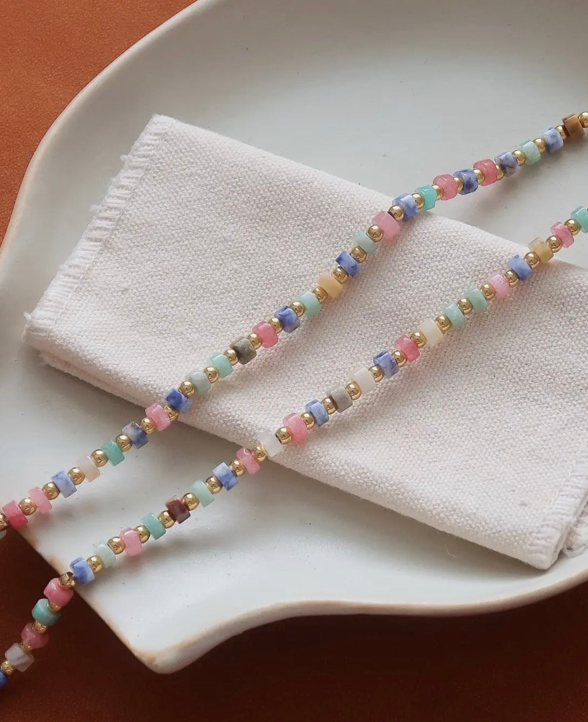 Muted multicolor bead necklace