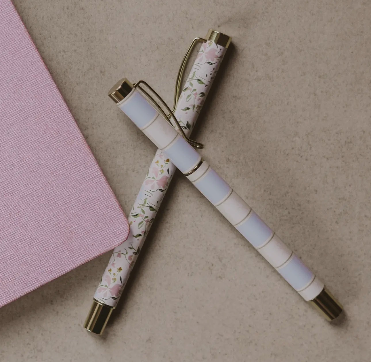 Floral metal pen set