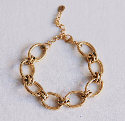 Linked oval bracelet, gold