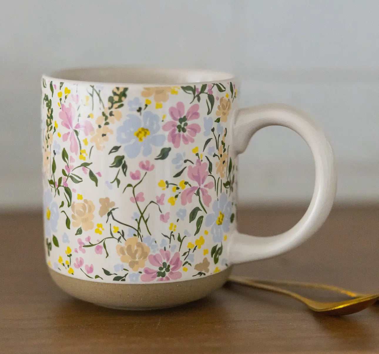 Floral stoneware coffee mug (various)