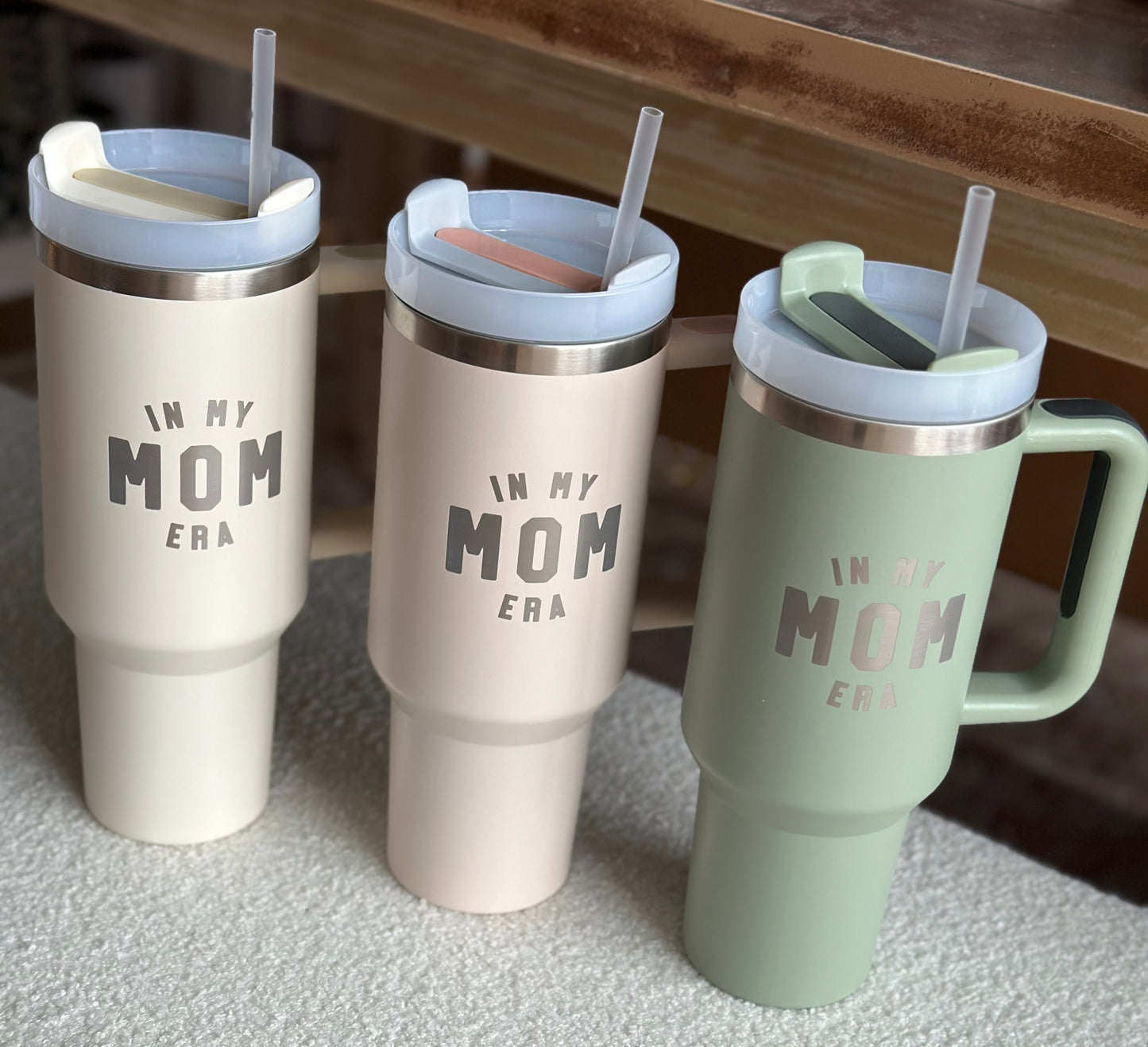 40 oz in My Mom Era engraved handled mug