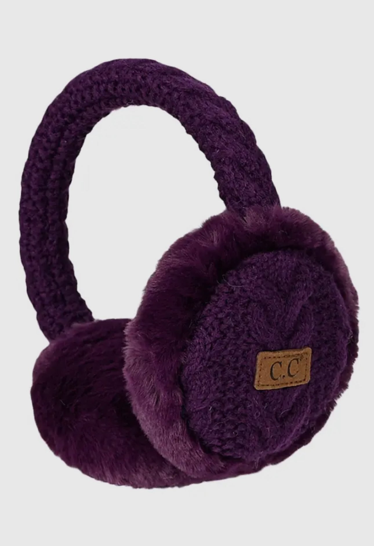 C.C. Cable knit fur earmuffs