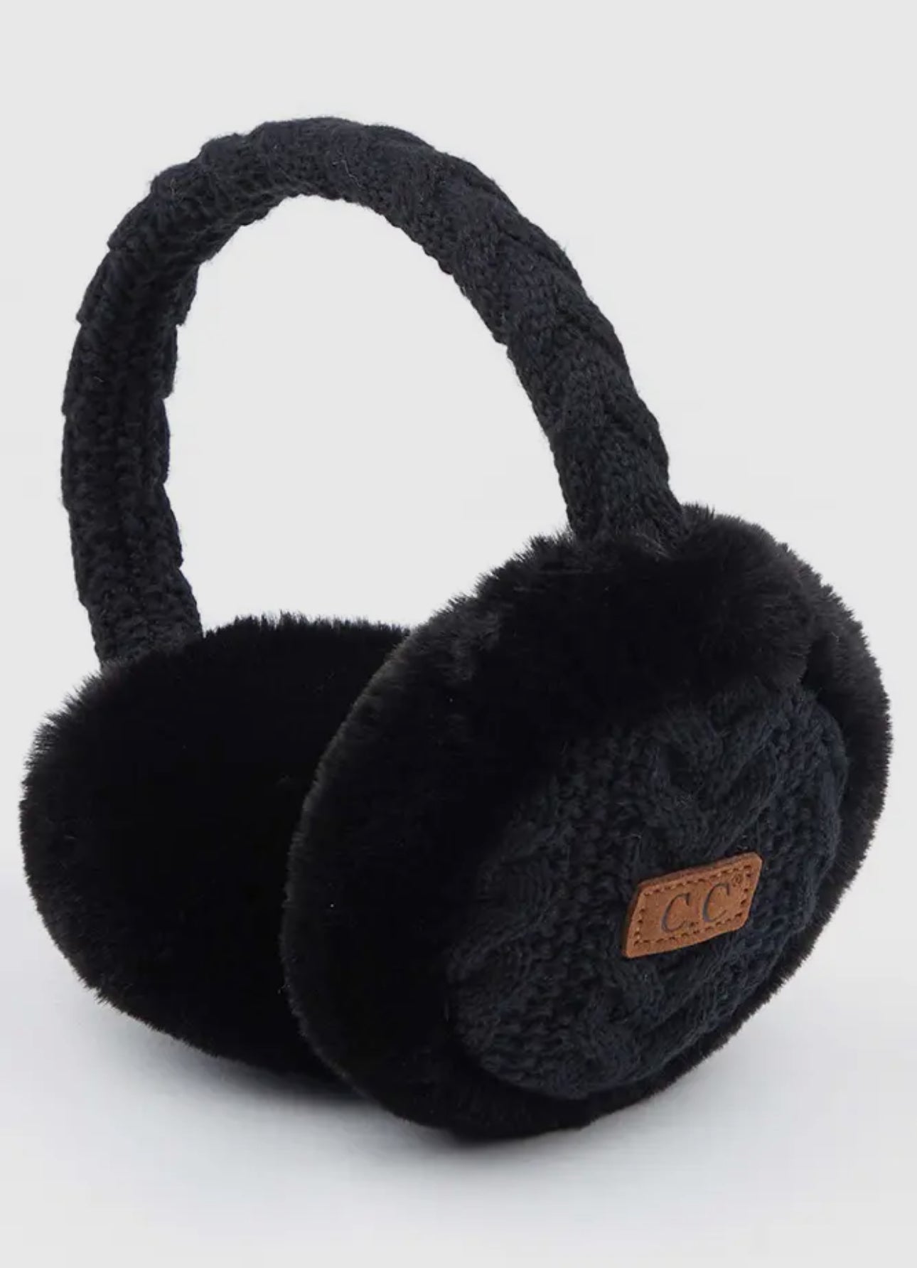 C.C. Cable knit fur earmuffs
