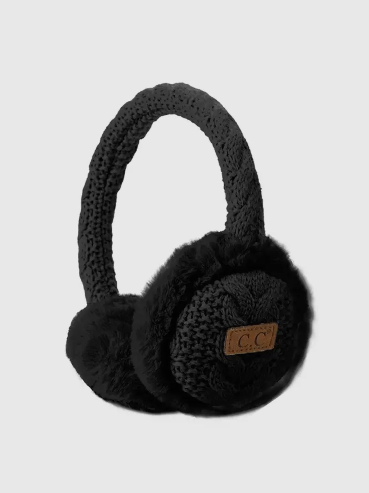 Children's C.C. cable knit fur earmuff
