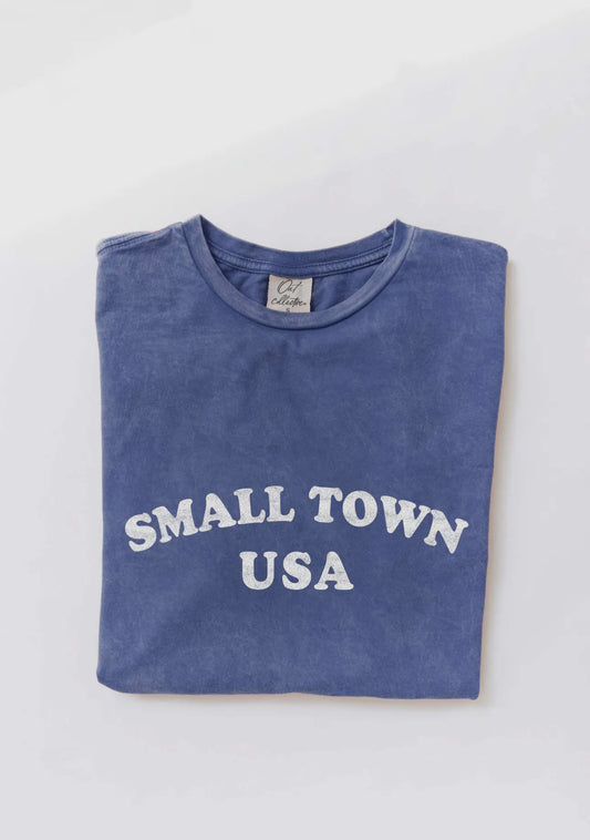 Mineral washed tee, small town USA
