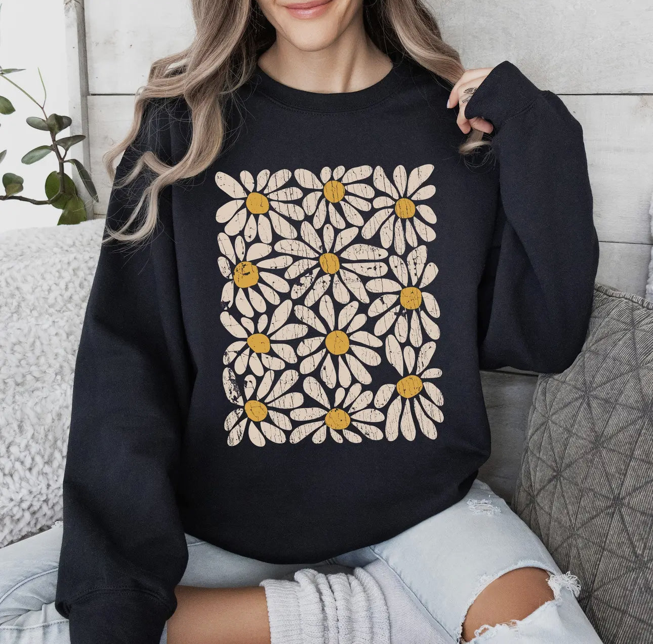 Vintage daisies sweatshirt