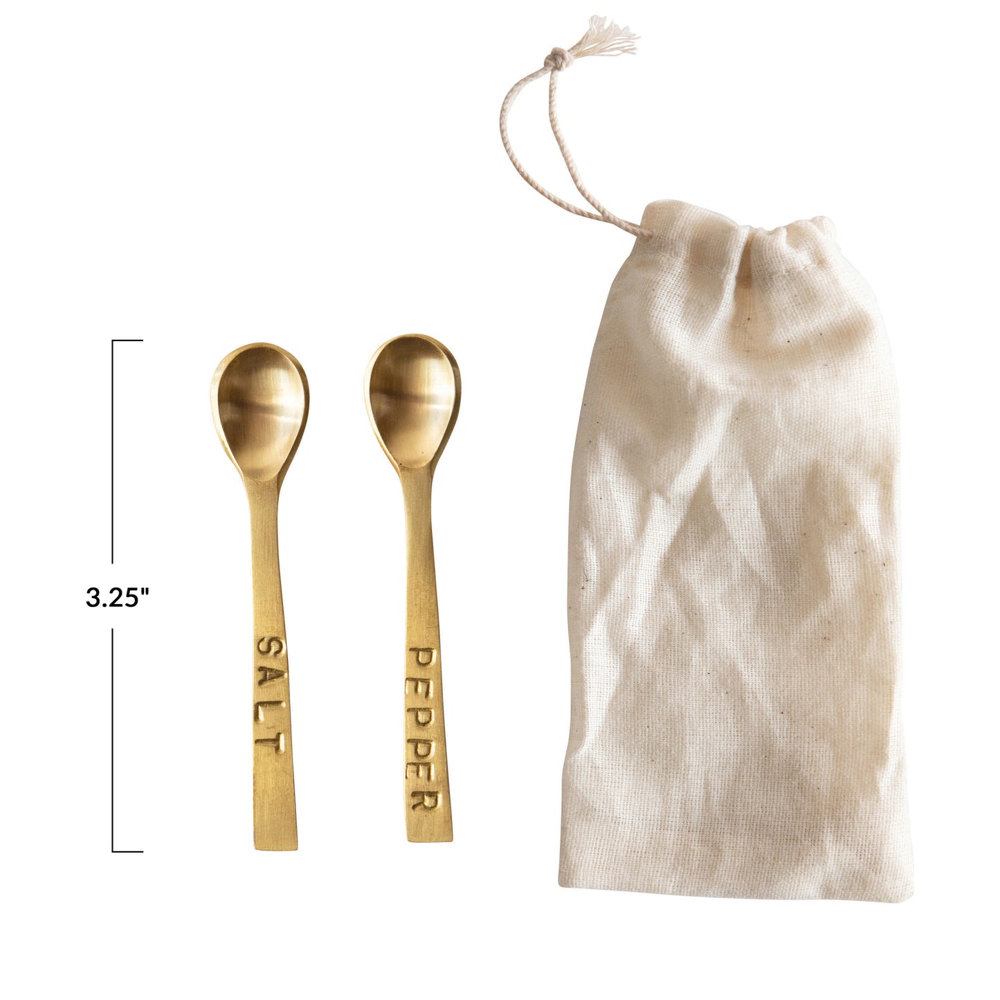 Gold salt and pepper spoons, set of 2