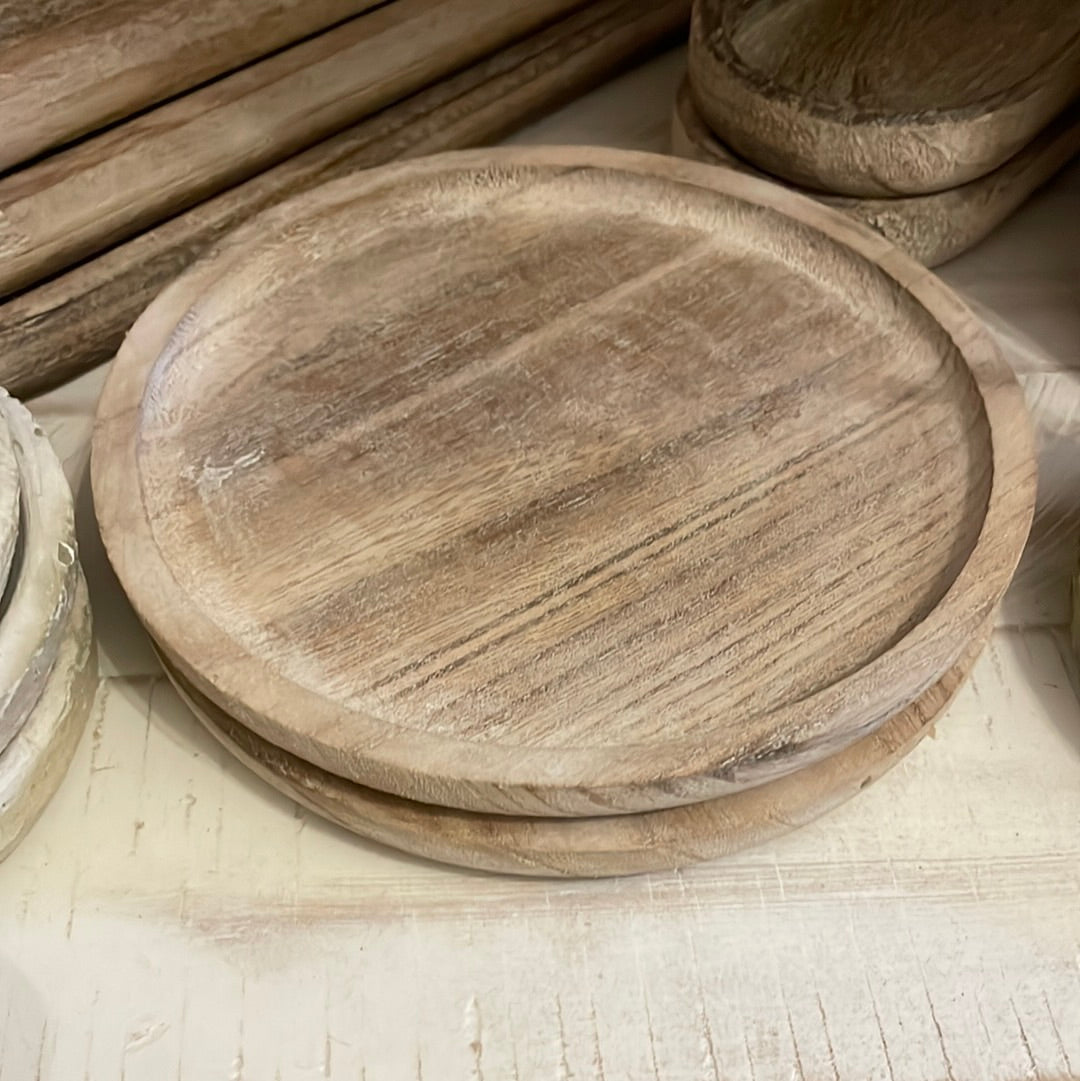 Rustic wood tray round