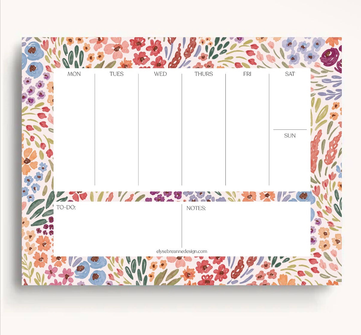 Floral weekly planner notepad