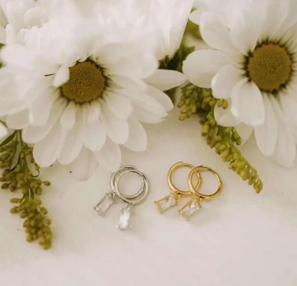 Rectangle diamond charm hoops (various)
