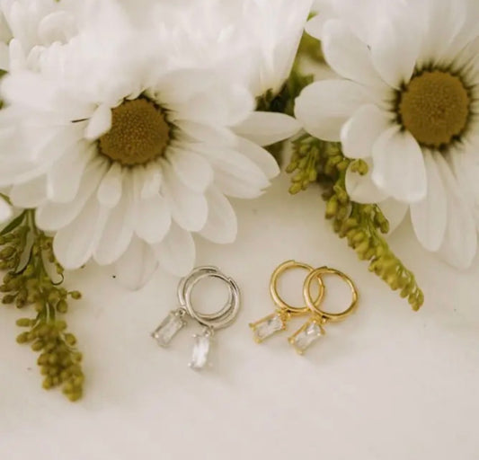 Rectangle diamond charm hoops (various)