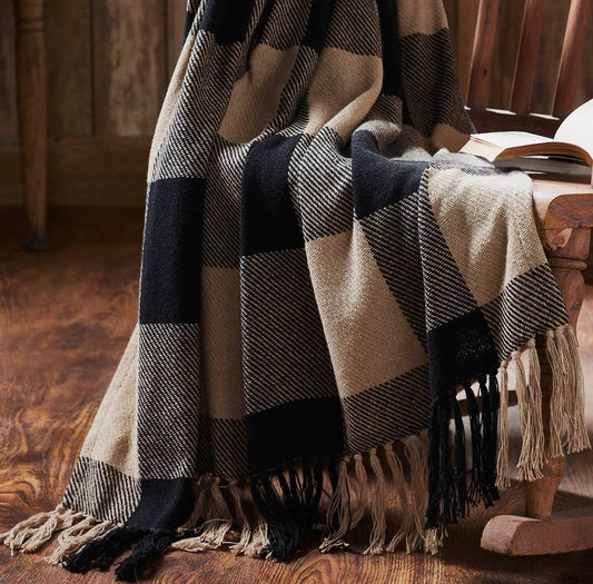 Black tan buffalo checkered throw blanket