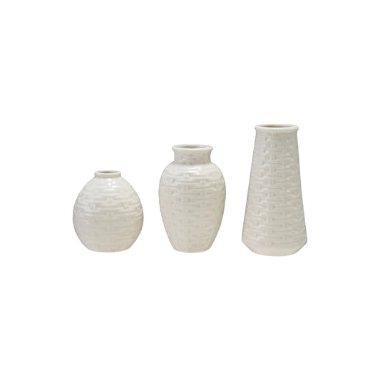 White ceramic textured bud vase (various)